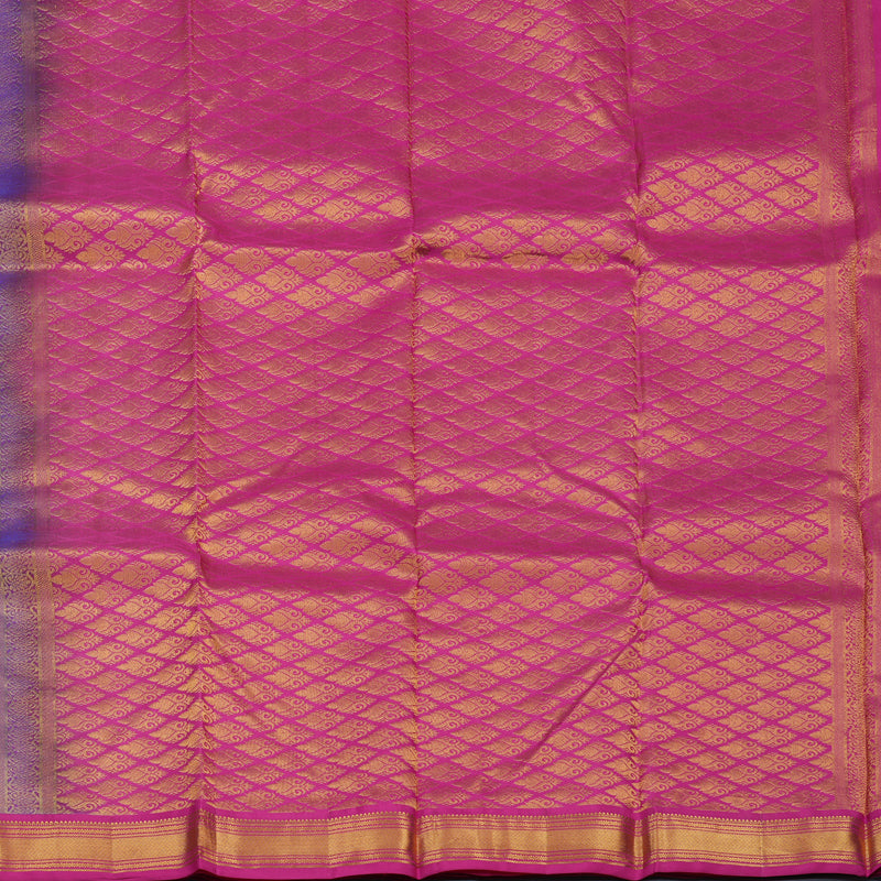 Hayagrivas Handloom Purple Kanjivaram Silk Saree with Rani Pink Border KSBE17I26-3