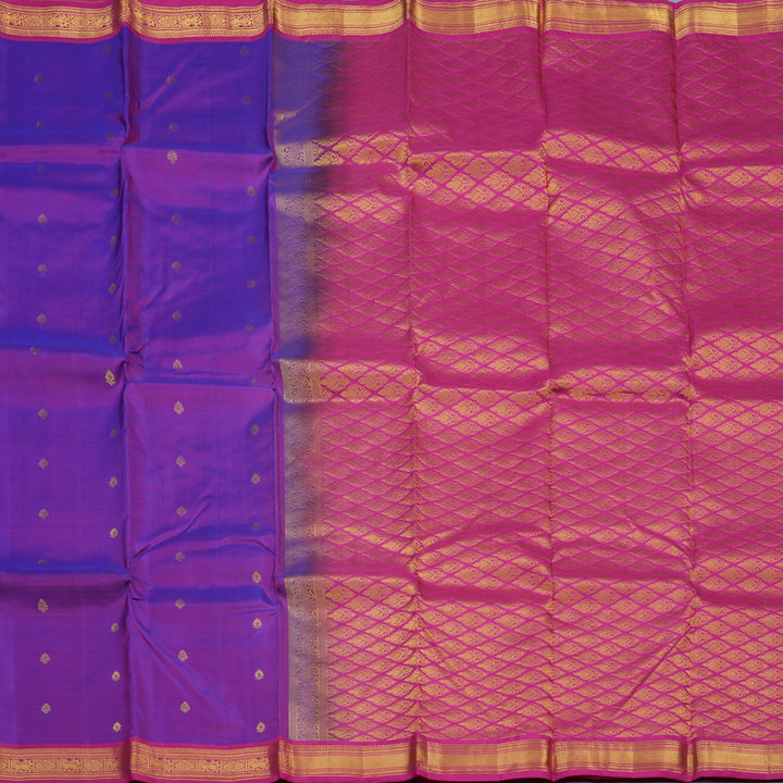 Hayagrivas Handloom Purple Kanjivaram Silk Saree with Rani Pink Border KSBE17I26-3