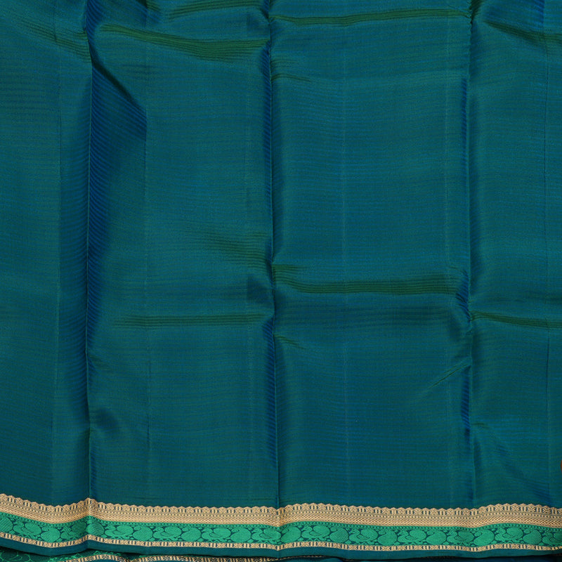 Hayagrivas Handloom MS Blue Kanjivaram Silk Saree with Peacock Green Border KSBE17I29-1