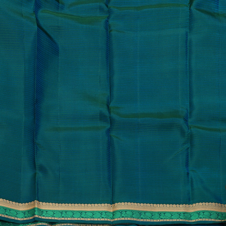Hayagrivas Handloom MS Blue Kanjivaram Silk Saree with Peacock Green Border KSBE17I29-1