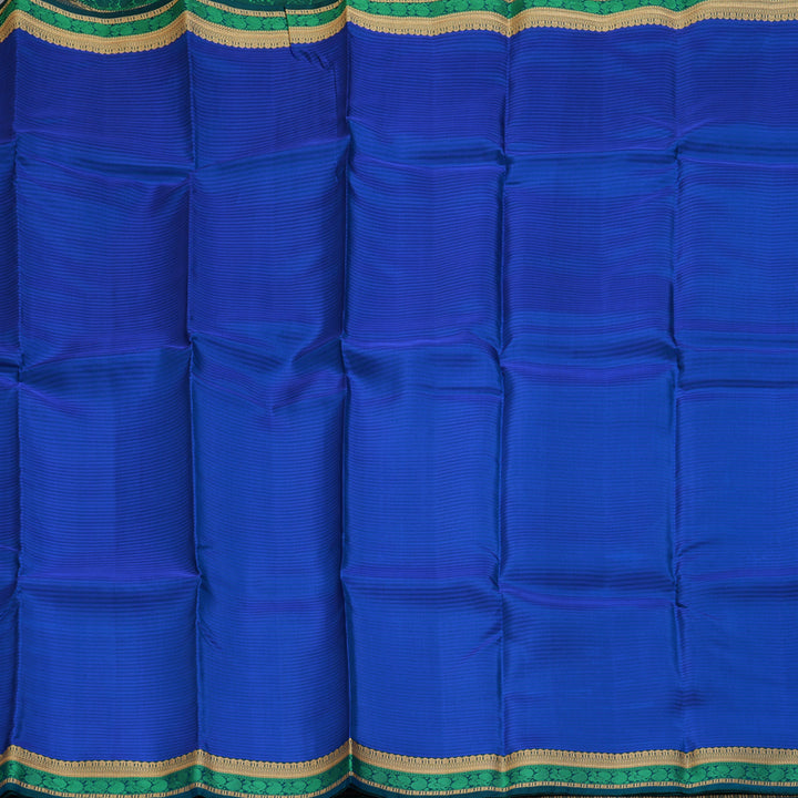 Hayagrivas Handloom MS Blue Kanjivaram Silk Saree with Peacock Green Border KSBE17I29-1