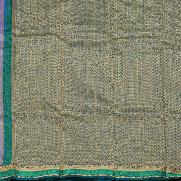 Hayagrivas Handloom MS Blue Kanjivaram Silk Saree with Peacock Green Border KSBE17I29-1