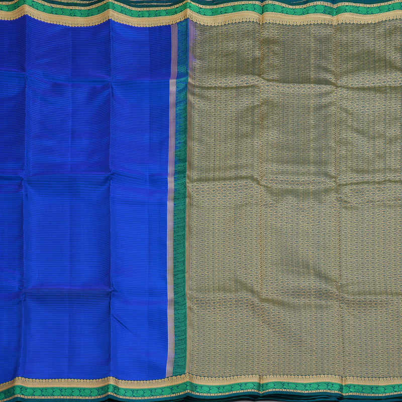 Hayagrivas Handloom MS Blue Kanjivaram Silk Saree with Peacock Green Border KSBE17I29-1