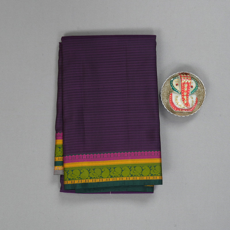 Hayagrivas Handloom Violet Kanjivaram Silk Saree with Bottle Green Border KSBE17I29-2