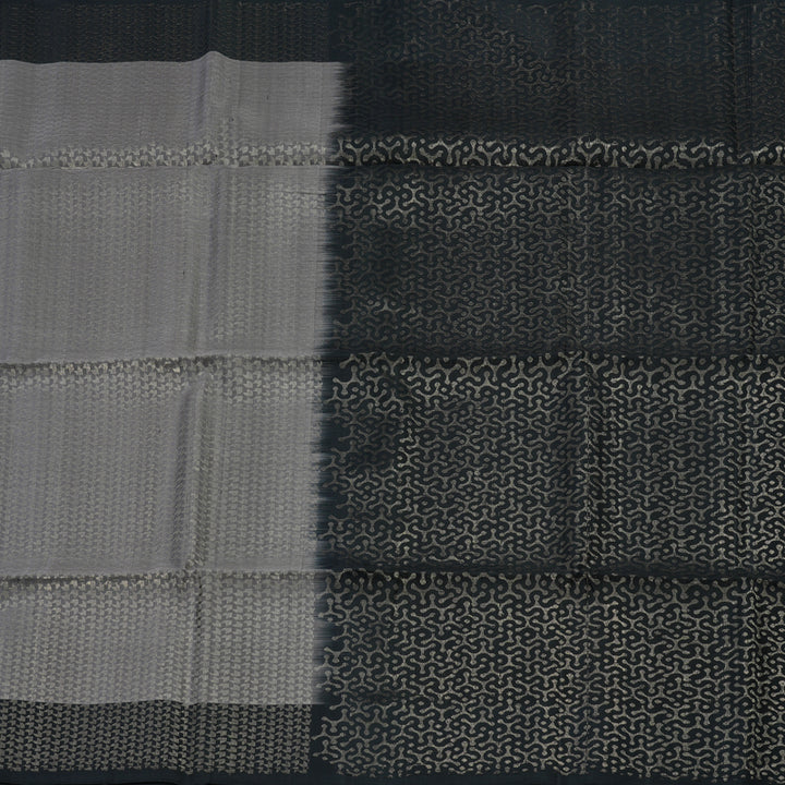 Hayagrivas Dark Grey Handloom Soft Silk Saree with Black Border KSBE20I3-11