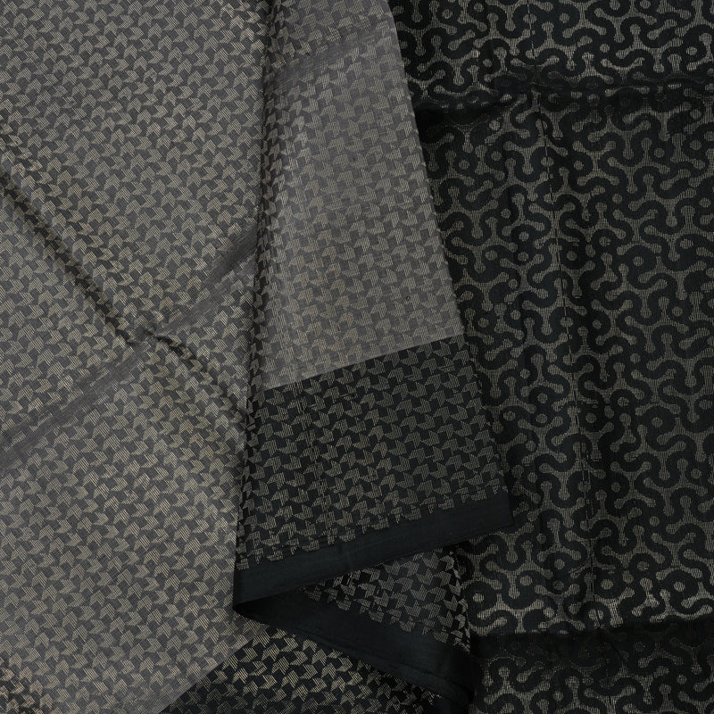 Hayagrivas Dark Grey Handloom Soft Silk Saree with Black Border KSBE20I3-11