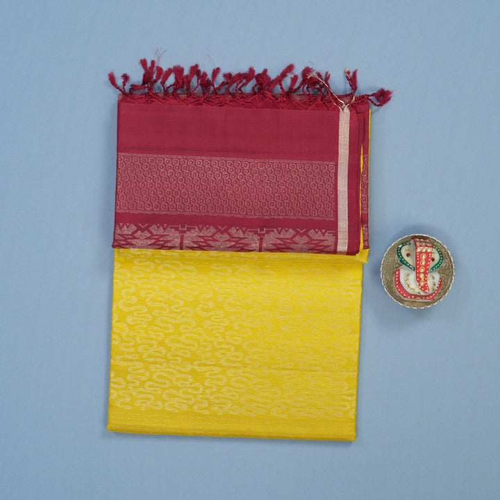 Hayagrivas Lemon Yellow Handloom Soft Silk Saree KSBE20I3-4