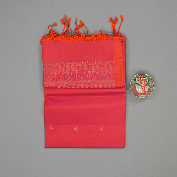 Hayagrivas Orangish-Pink Pure Soft Silk Saree KSBE20I4-4
