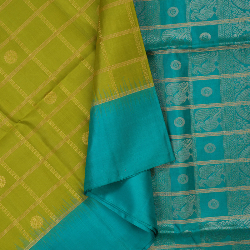 Hayagrivas Parrot Green Pure Soft Silk Saree KSBE22I18-1