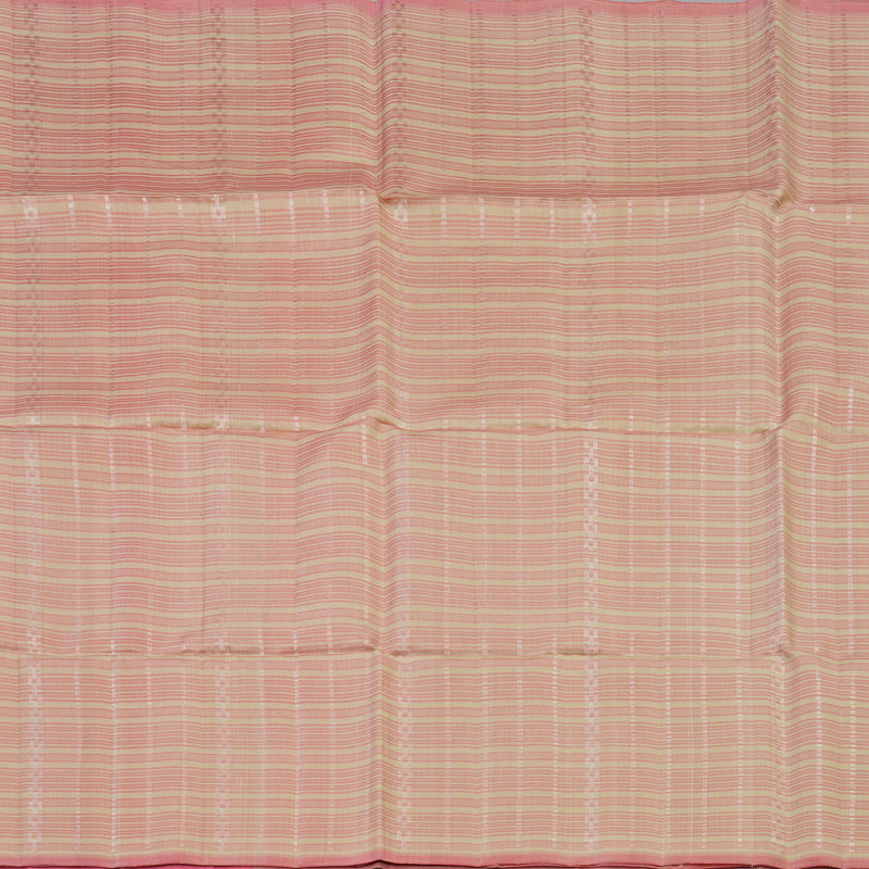Hayagrivas Cream & Rose Pink Stripes Handloom Soft Silk Saree KSBE22I2-1