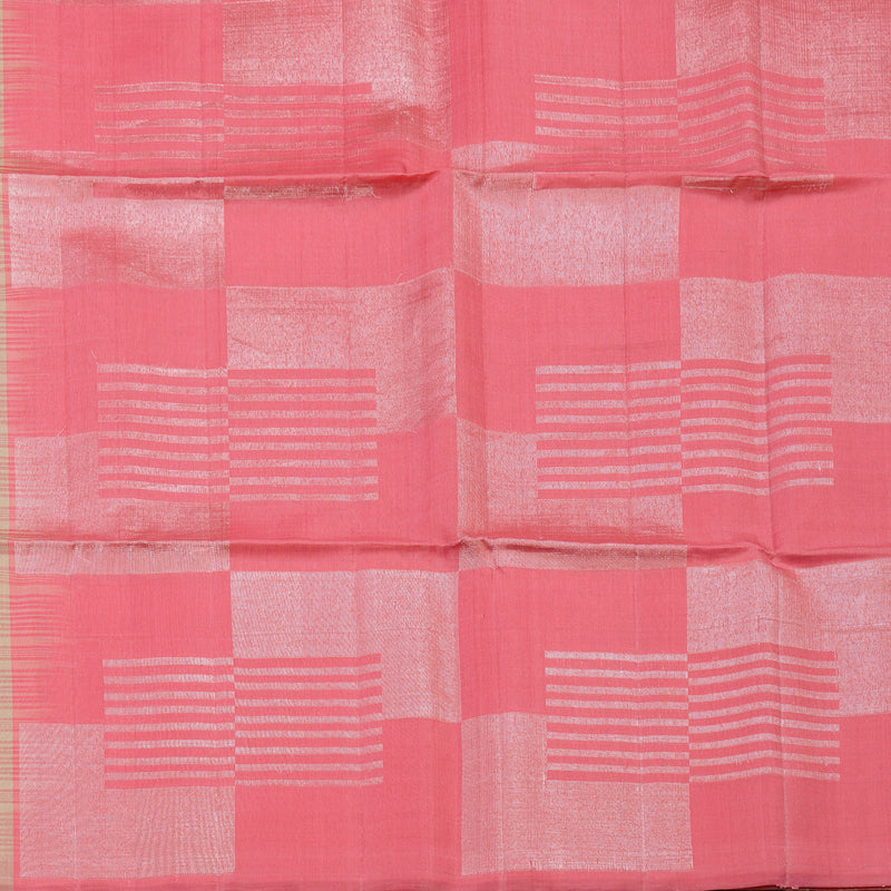 Hayagrivas Cream & Rose Pink Stripes Handloom Soft Silk Saree KSBE22I2-1