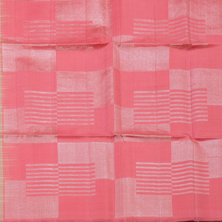 Hayagrivas Cream & Rose Pink Stripes Handloom Soft Silk Saree KSBE22I2-1