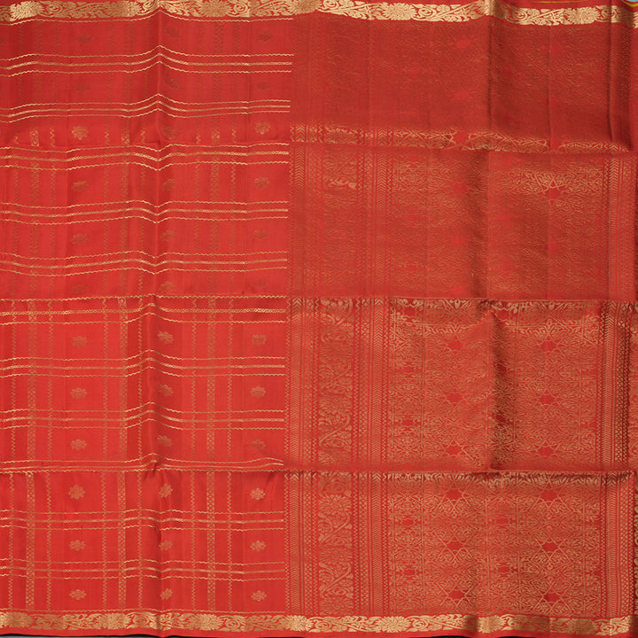 Hayagrivas Reddish-Orange Handloom Soft Silk Saree KSBE22I28-1