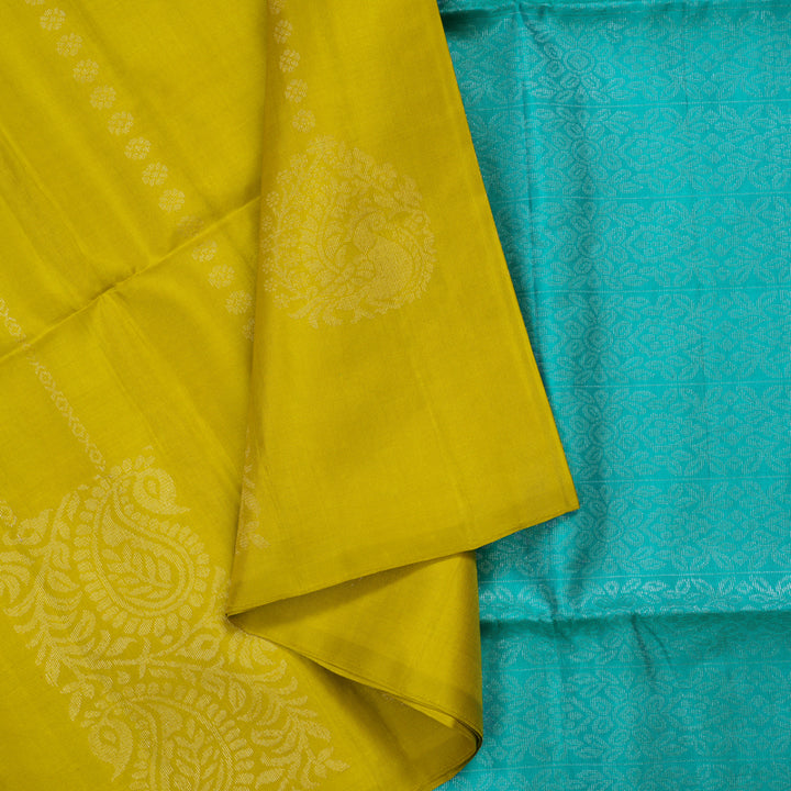 Hayagrivas Lime Green Handloom Soft Silk Saree KSBE22I4-1