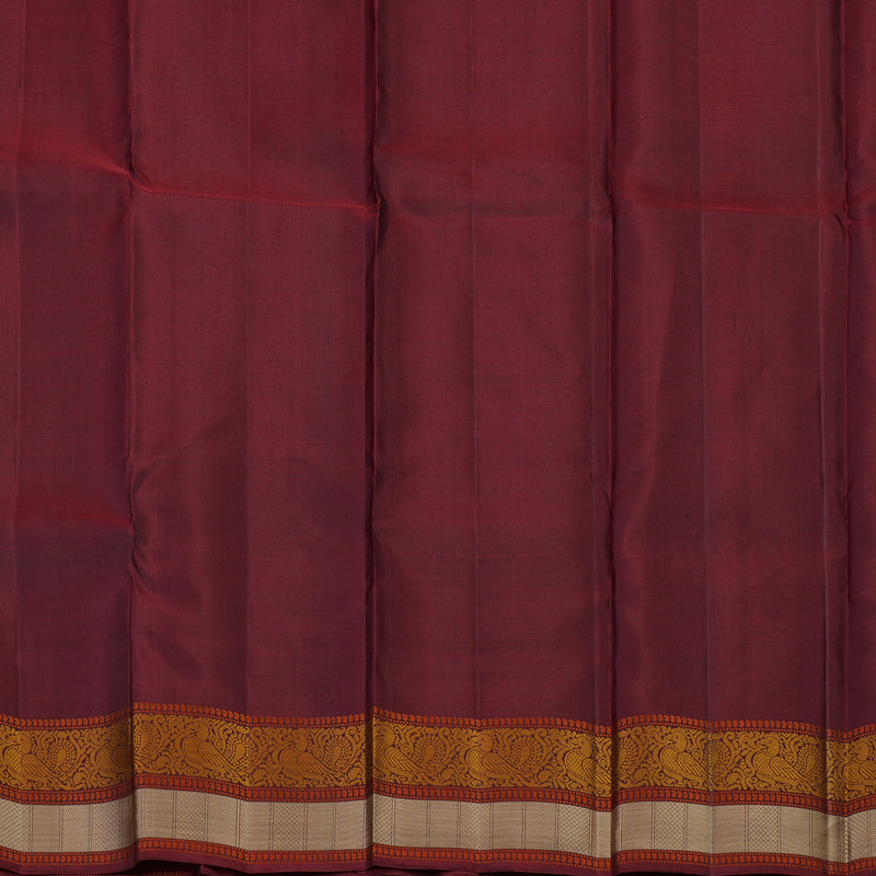Hayagrivas Handloom Elephant Grey Kanjivaram Silk Saree with Araku Maroon Border KSBE24I17-1