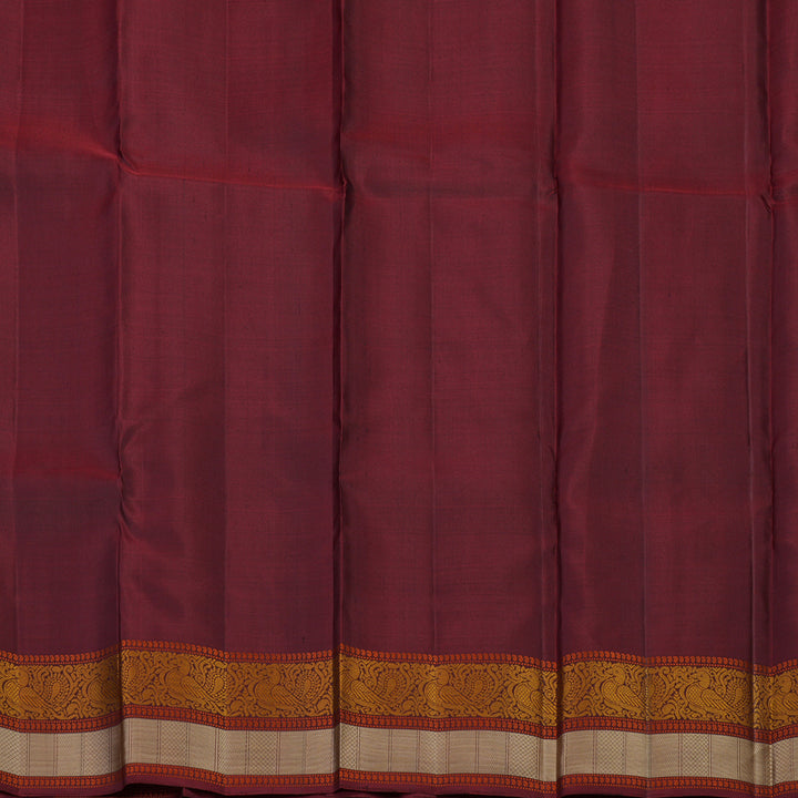 Hayagrivas Handloom Elephant Grey Kanjivaram Silk Saree with Araku Maroon Border KSBE24I17-1