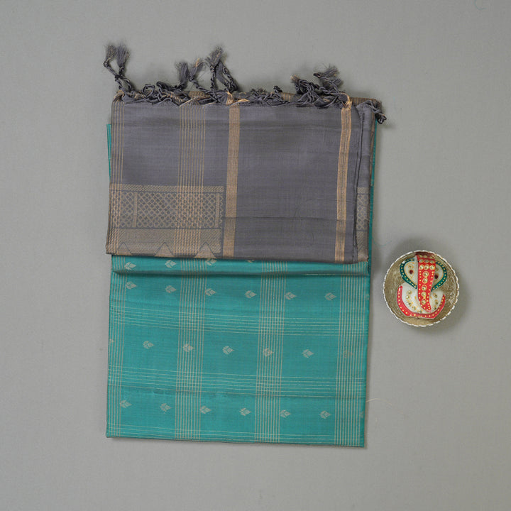 Hayagrivas Teal Pure Soft Silk Saree KSBE24I5-3