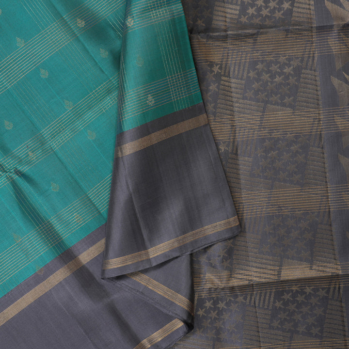 Hayagrivas Teal Pure Soft Silk Saree KSBE24I5-3