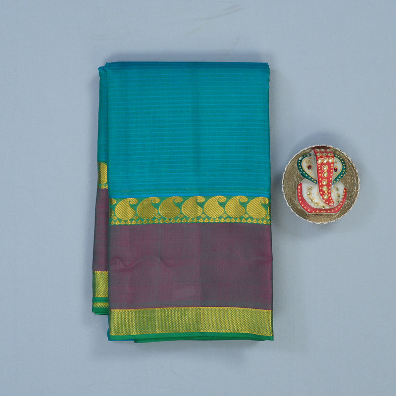 Hayagrivas Handloom Blue-Green Kanjivaram Silk Saree KSBE25I2-25