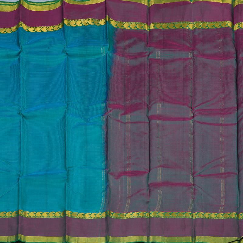 Hayagrivas Handloom Blue-Green Kanjivaram Silk Saree KSBE25I2-25