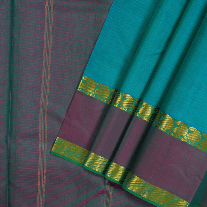 Hayagrivas Handloom Blue-Green Kanjivaram Silk Saree KSBE25I2-25