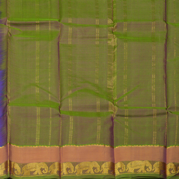 Hayagrivas Handloom Purple Kanjivaram Silk Saree with Orange Border KSBE25I2-26