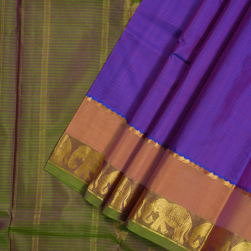 Hayagrivas Handloom Purple Kanjivaram Silk Saree with Orange Border KSBE25I2-26