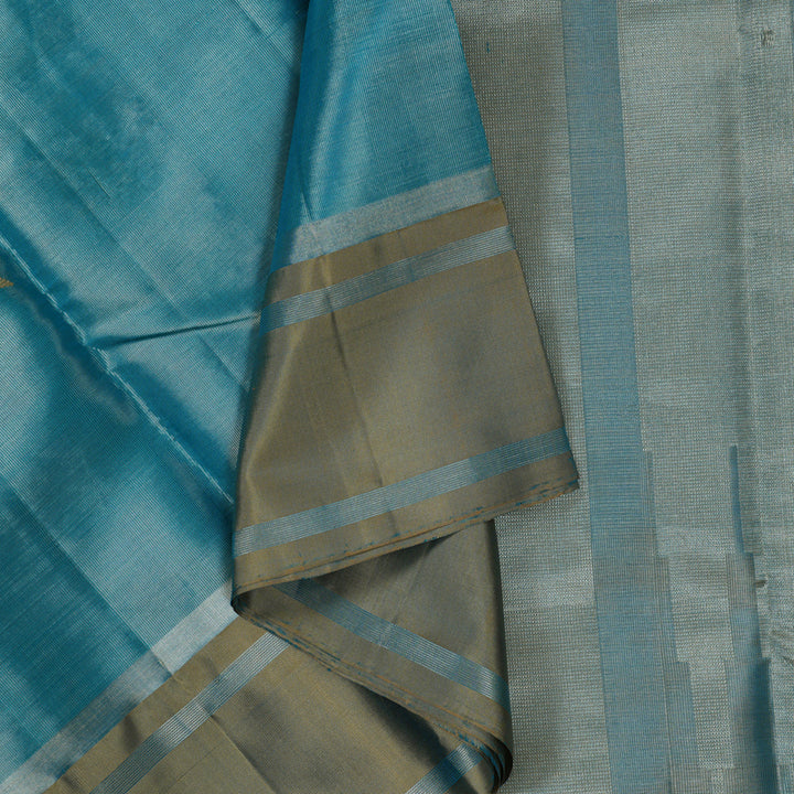 Hayagrivas Teal Blue Pure Soft Silk Saree KSBE28I2-4