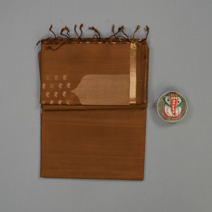 Hayagrivas Rust Brown Pure Soft Silk Saree KSBE28I3-4
