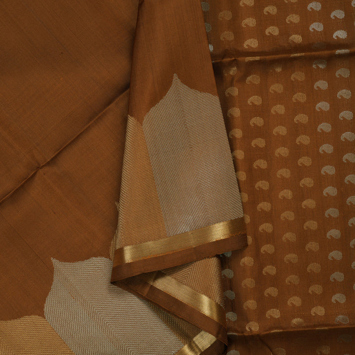 Hayagrivas Rust Brown Pure Soft Silk Saree KSBE28I3-4