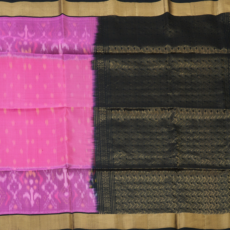 Hayagrivas Fuchsia Pink Handloom Ikkat Soft Silk Saree KSBE28I4-2