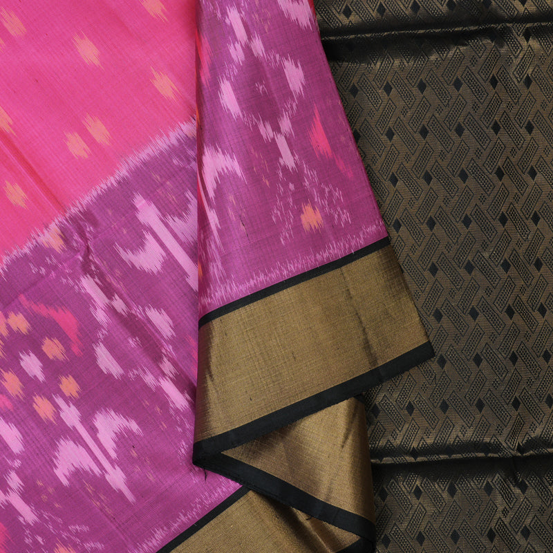 Hayagrivas Fuchsia Pink Handloom Ikkat Soft Silk Saree KSBE28I4-2