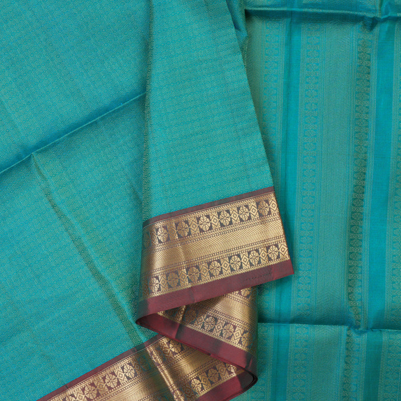 Hayagrivas Blue-Green Handloom Soft Silk Saree KSBE28I4-4
