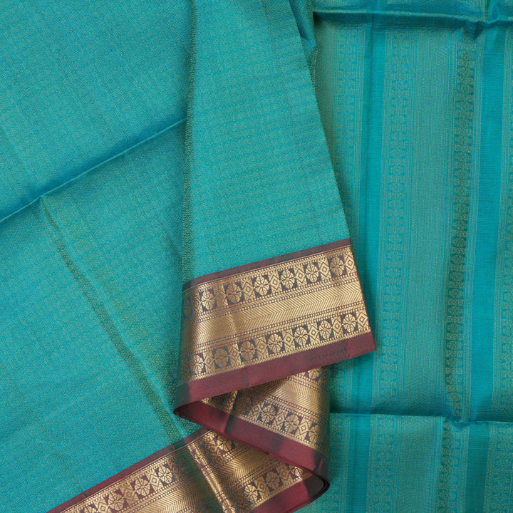 Hayagrivas Blue-Green Handloom Soft Silk Saree KSBE28I4-4