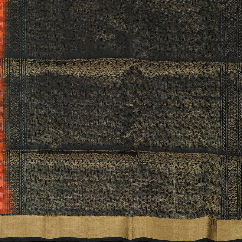 Hayagrivas Burnt Orange Pure Ikkat Soft Silk Saree KSBE28I4-5