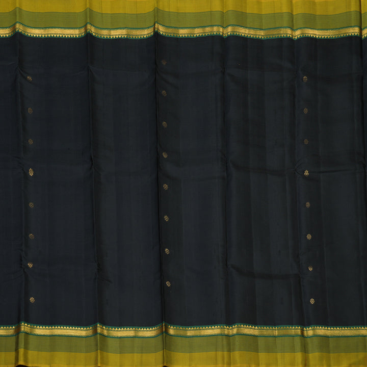 Hayagrivas Handloom Black Kanjivaram Silk Saree with Lime Green Border KSBE29I9-1