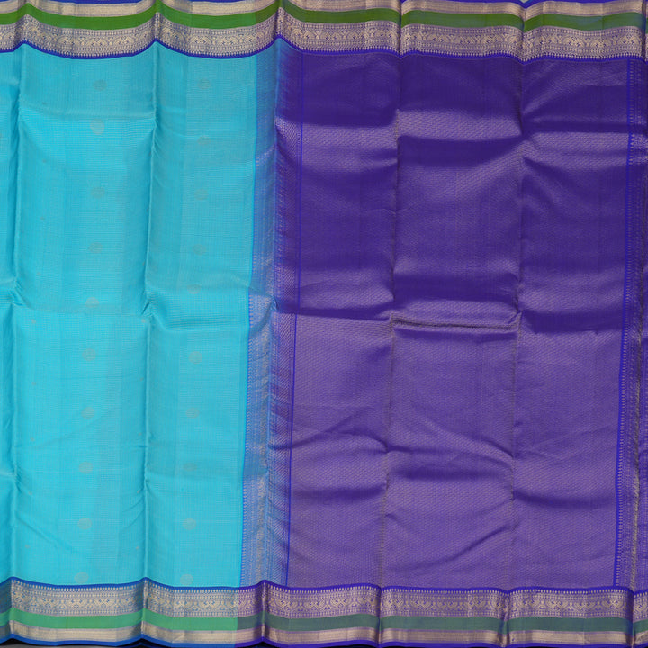 Hayagrivas Handloom Sky Blue Kanjivaram Silk Saree with Blue border KSBE32J6-1