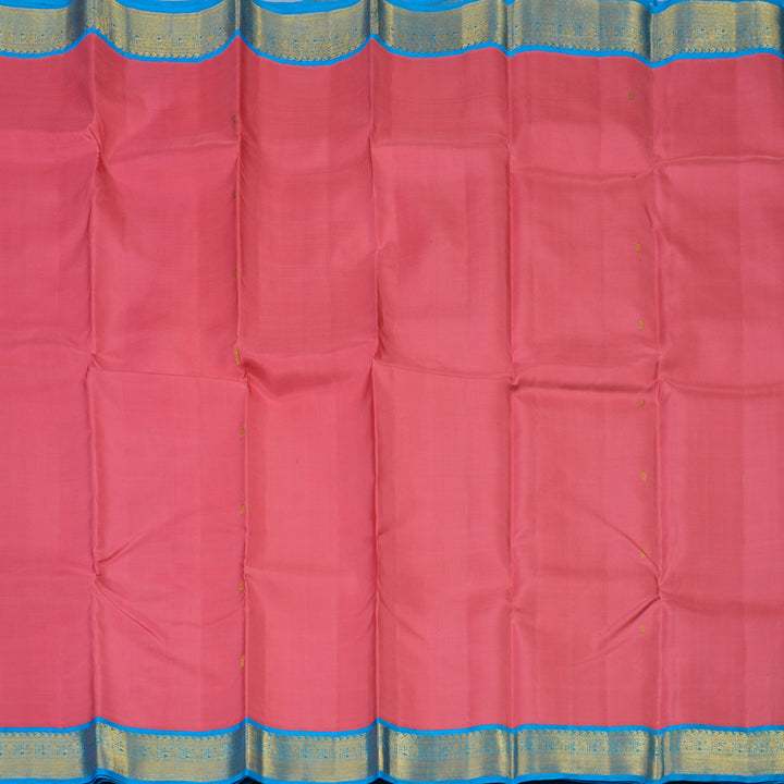 Hayagrivas Handloom Rose Pink Kanjivaram Silk Saree with Aqua Blue Border KSBE40J10-4