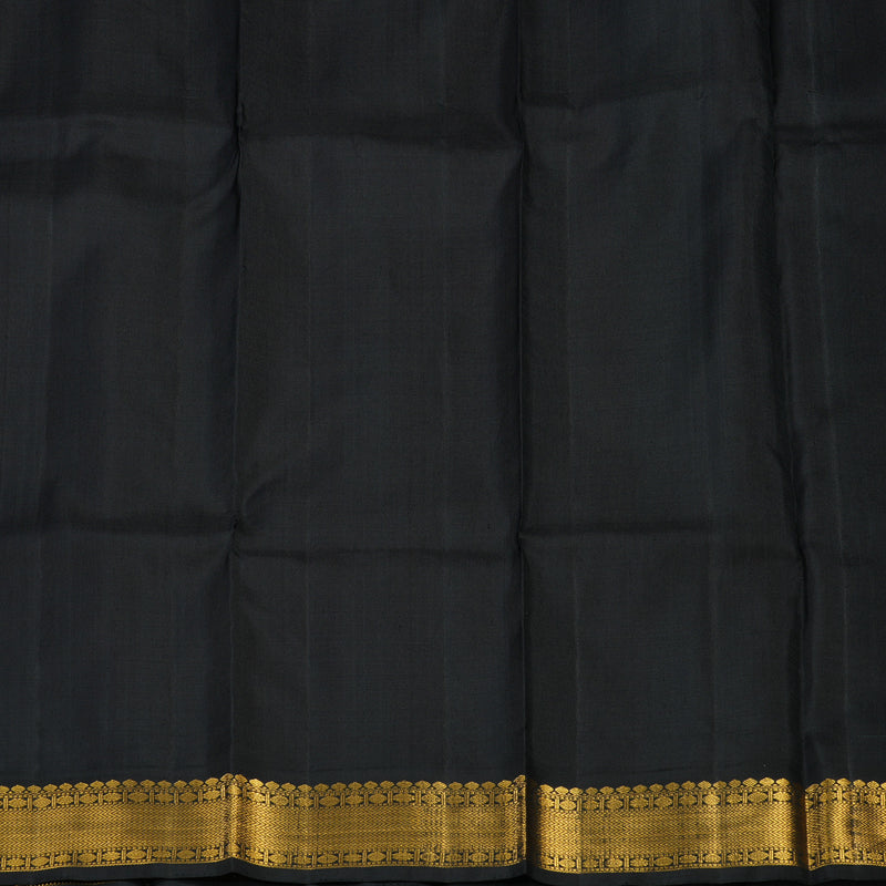Hayagrivas Handloom Orangish-Pink Kanjivaram Silk Saree with Black Border KSBE40J10-5