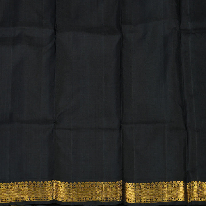 Hayagrivas Handloom Orangish-Pink Kanjivaram Silk Saree with Black Border KSBE40J10-5