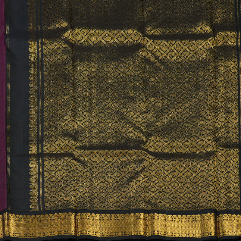 Hayagrivas Handloom Orangish-Pink Kanjivaram Silk Saree with Black Border KSBE40J10-5