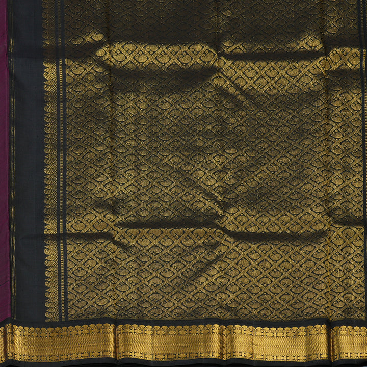 Hayagrivas Handloom Orangish-Pink Kanjivaram Silk Saree with Black Border KSBE40J10-5