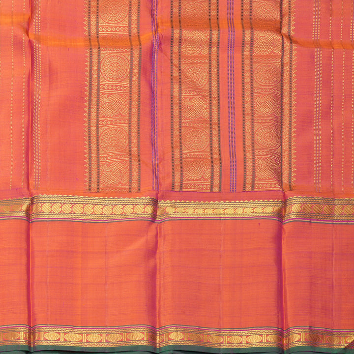Hayagrivas Handloom Magenta Kanjivaram Silk Saree with Orangish-Pink Border KSBE40J7-1