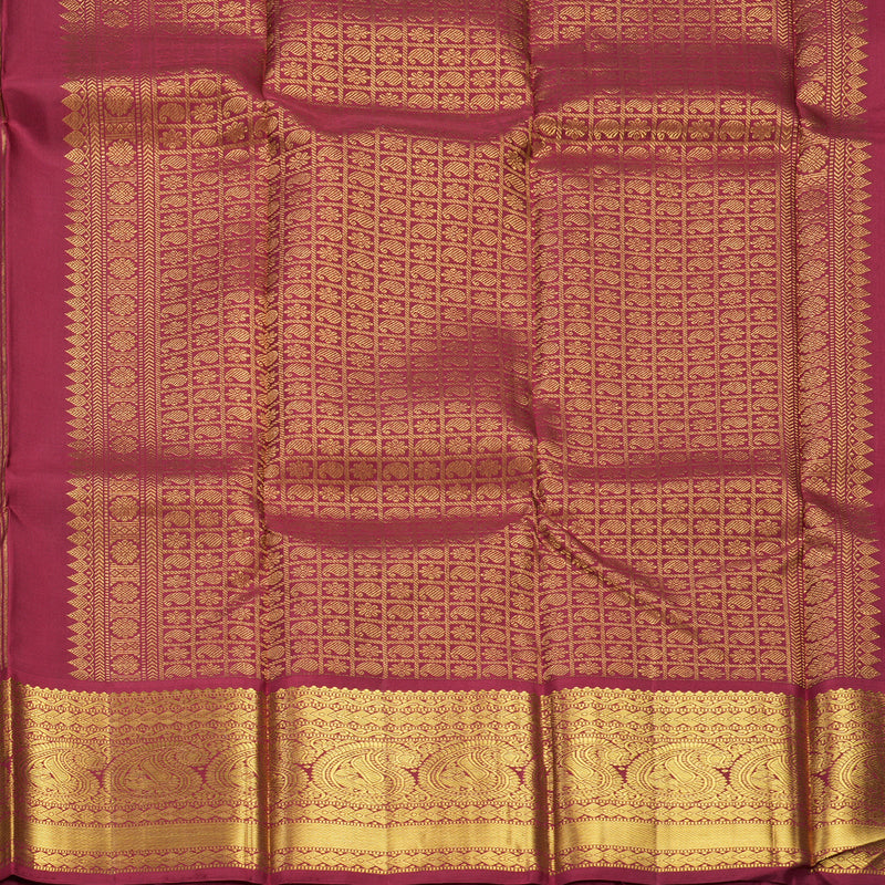 Hayagrivas Handloom Fluorescent Green Kanjivaram Silk Saree with Maroon Border KSBE42J7-10