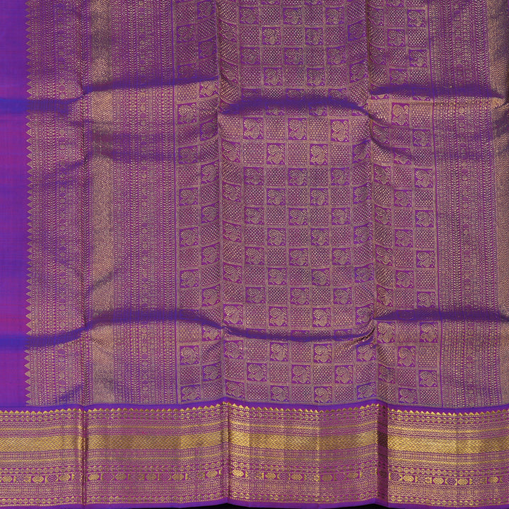 Hayagrivas Handloom Mint Green Kanjivaram Silk Saree with Purple Border KSBE42J7-2