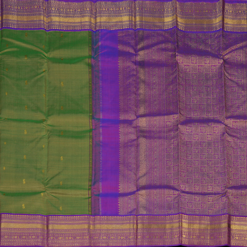 Hayagrivas Handloom Mint Green Kanjivaram Silk Saree with Purple Border KSBE42J7-2