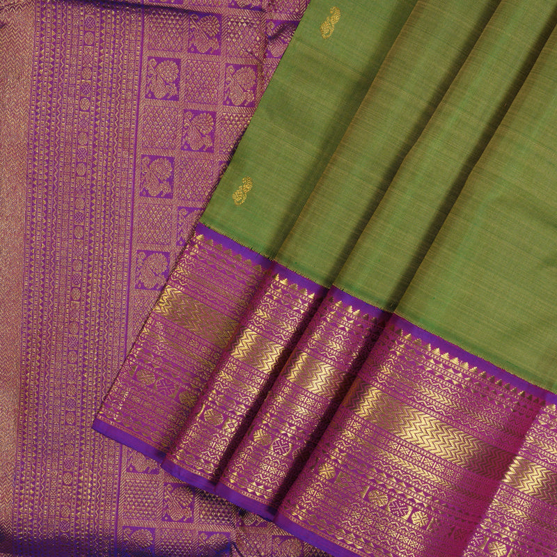 Hayagrivas Handloom Mint Green Kanjivaram Silk Saree with Purple Border KSBE42J7-2