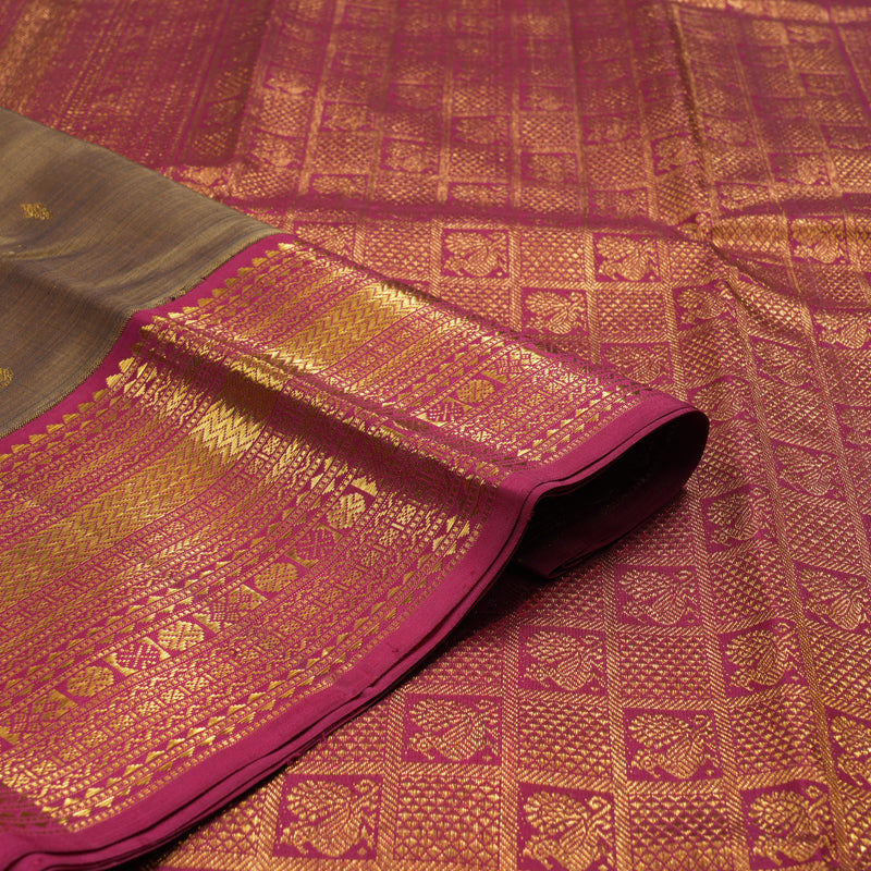 Hayagrivas Handloom Brown Kanjivaram Silk Saree with Dark Pink Border KSBE42J7-7