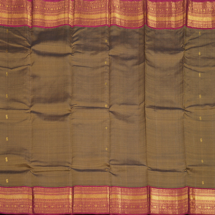 Hayagrivas Handloom Brown Kanjivaram Silk Saree with Dark Pink Border KSBE42J7-7