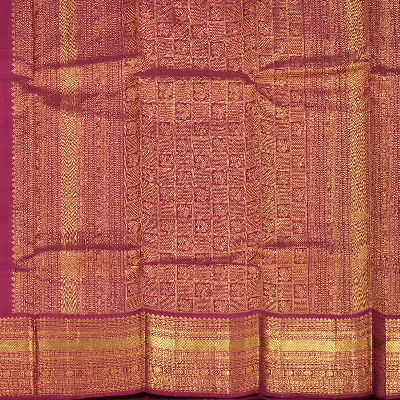 Hayagrivas Handloom Brown Kanjivaram Silk Saree with Dark Pink Border KSBE42J7-7